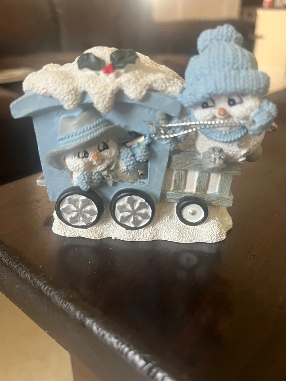 Encore Light Blue Snowman Train Trio with White Accents